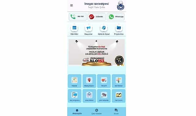 inegol belediyesinin tum hizmetleri cebinizde